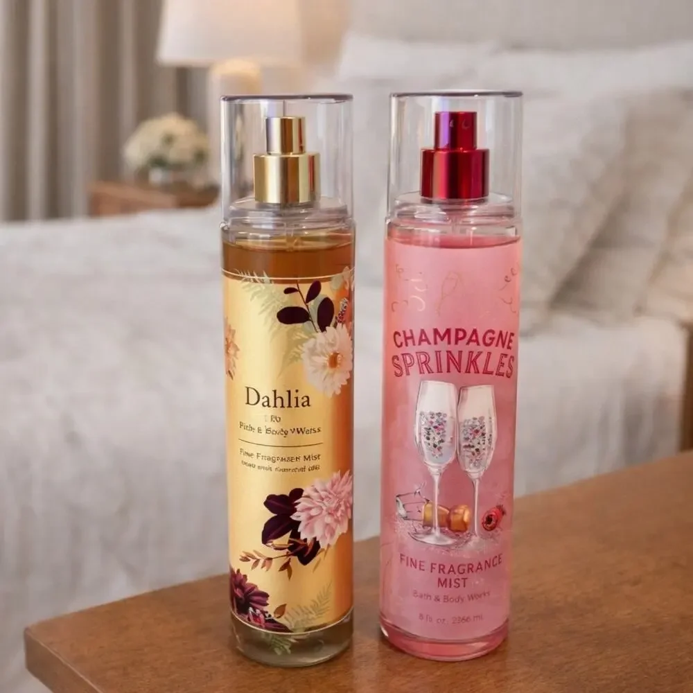 Bath & Body works Dahlia and Champagne sprinkles fine fragrance mist lot of 2
